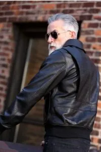 black croc embossed bomber side