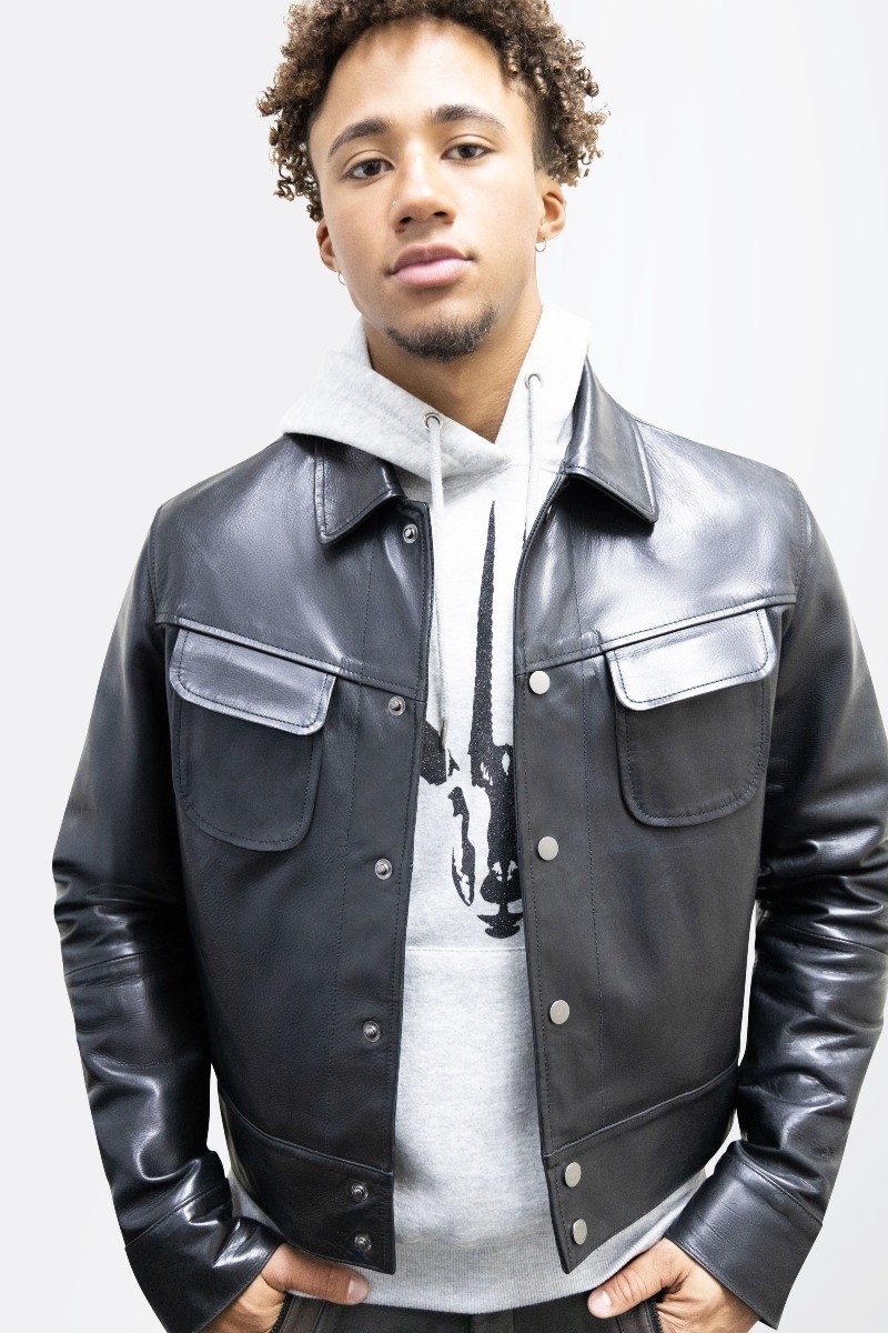 Black Leather Trucker jacket - Premium leather, timeless design, perfect fit.