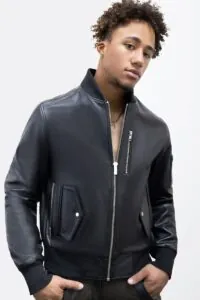 bomber leather jacket front 1