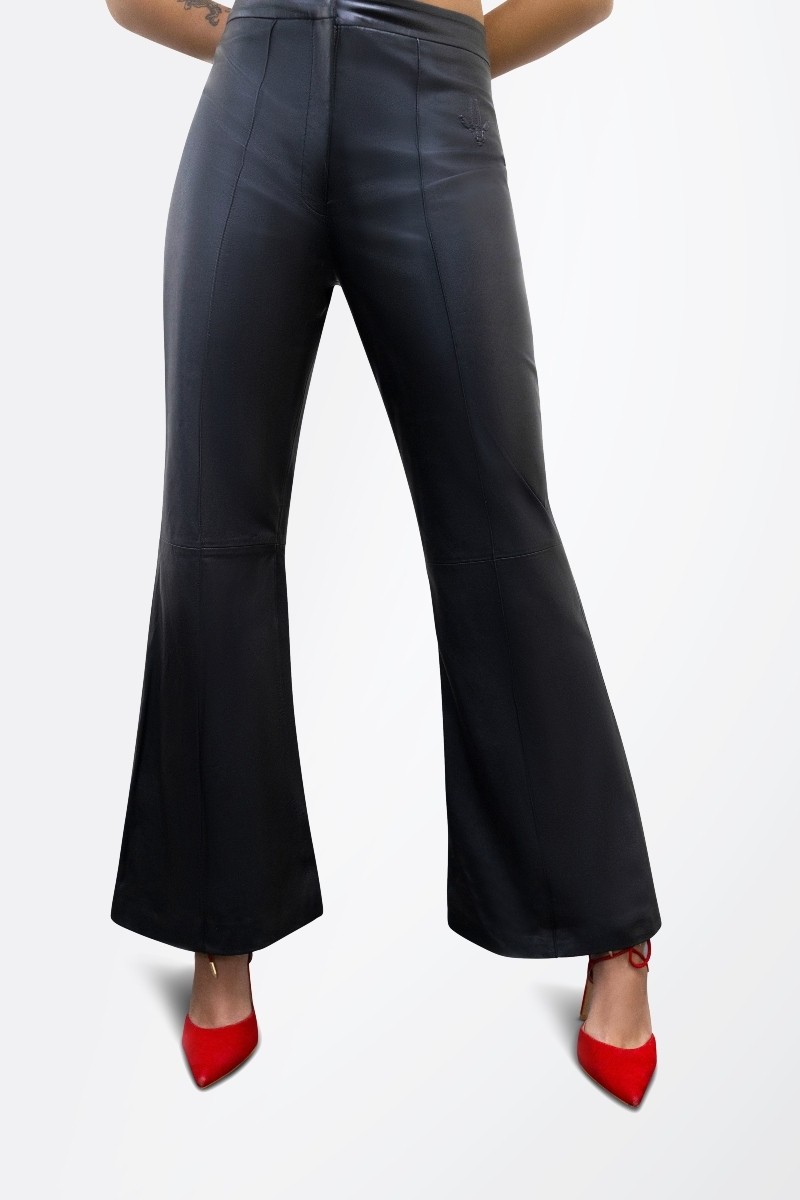 Leather Flare Pants - Premium leather pants with a flattering flare design, perfect for elevating your style.