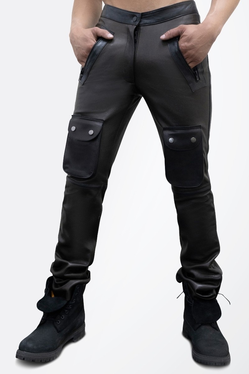 Leather Pocket Pants - Premium leather pants with functional pockets, perfect for any occasion.