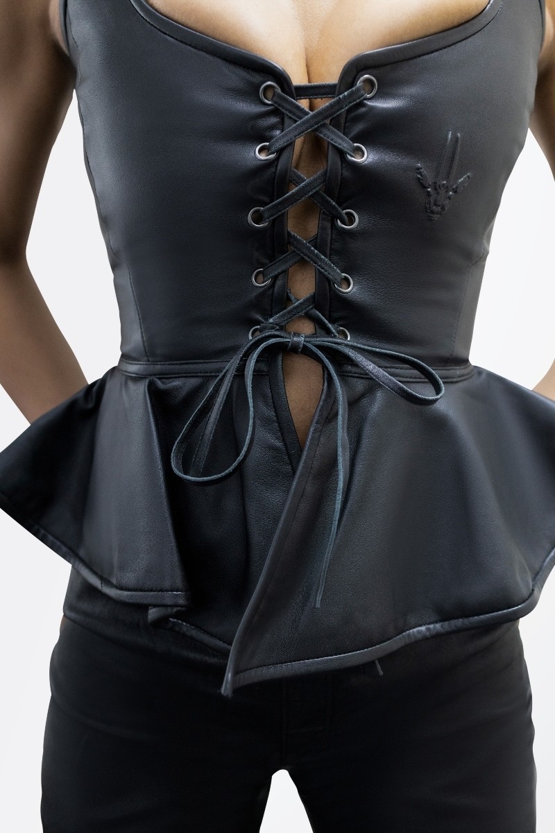 Leather Tie Me Up Corset - Premium leather corset that enhances curves for a seductive and comfortable fit, adding erotic elegance to your style.
